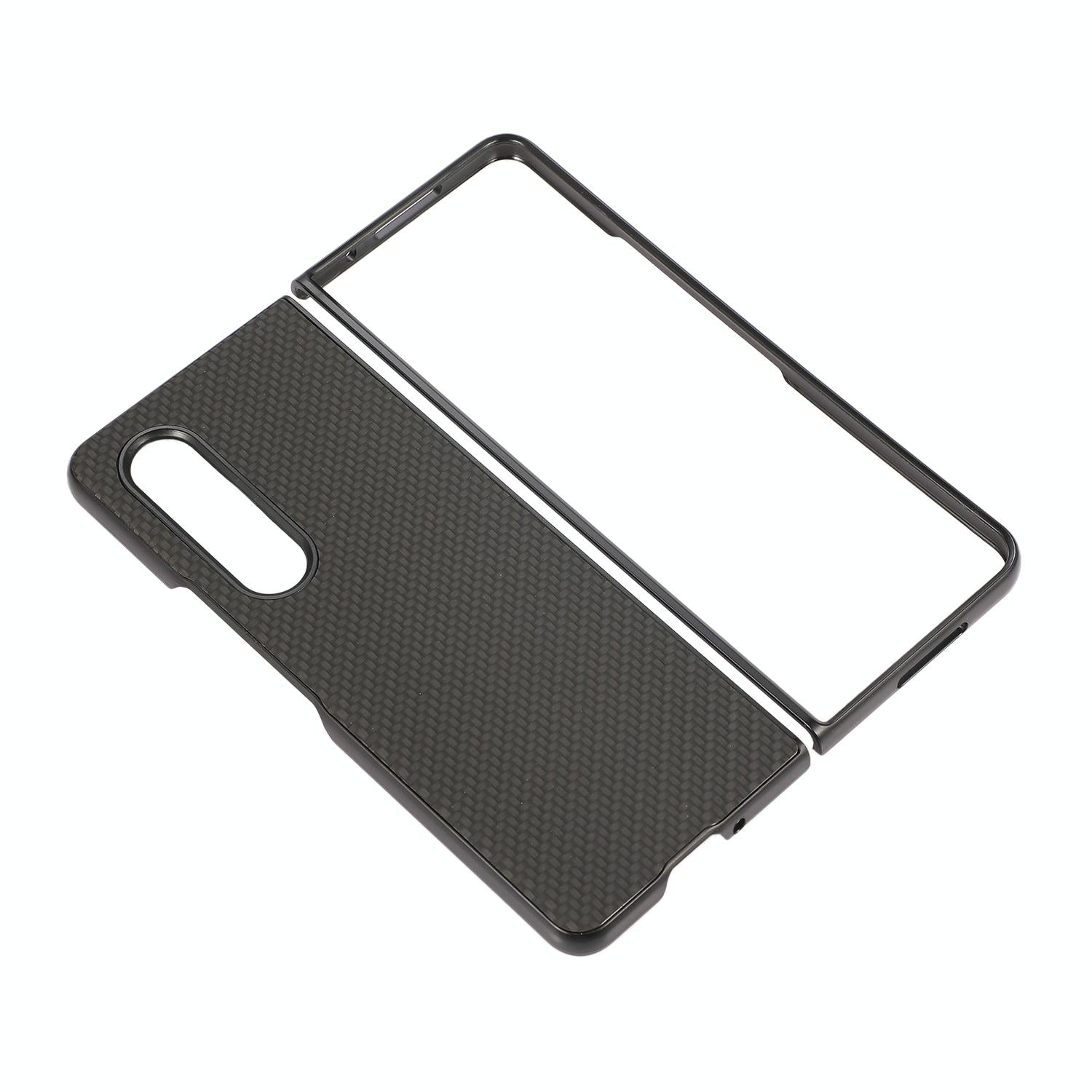 For Samsung Galaxy z Fold4 5G Carbon Fiber Texture Leather Phone Case - Pu Material - Blue