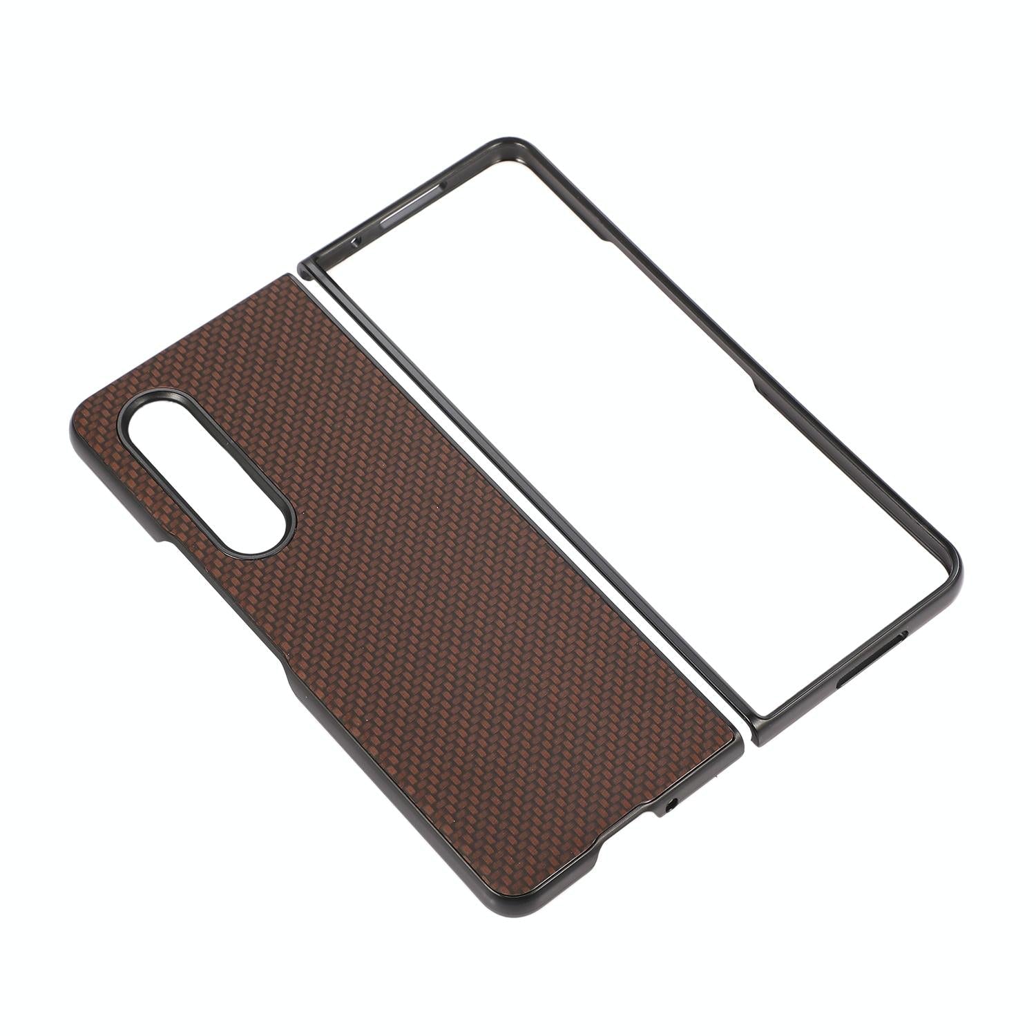 For Samsung Galaxy z Fold4 5G Carbon Fiber Texture Leather Phone Case - Pu Material - Blue