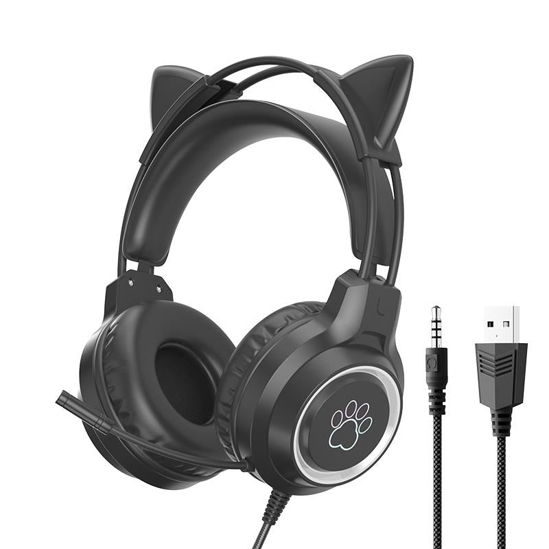 Rgb Cat Ear Gaming Headset - Pink