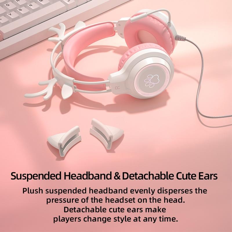 Rgb Cat Ear Gaming Headset - Pink