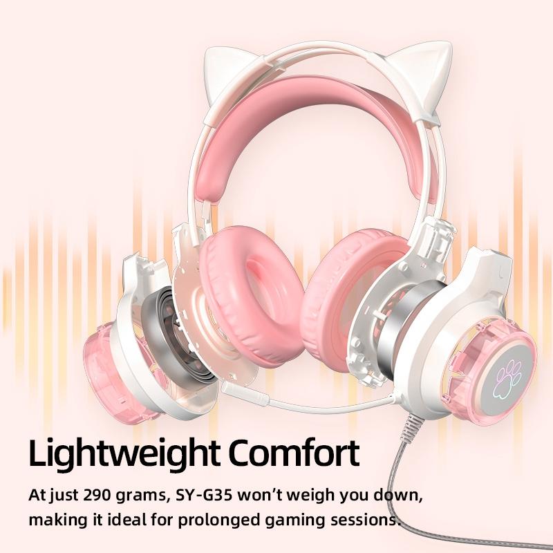Rgb Cat Ear Gaming Headset - Pink