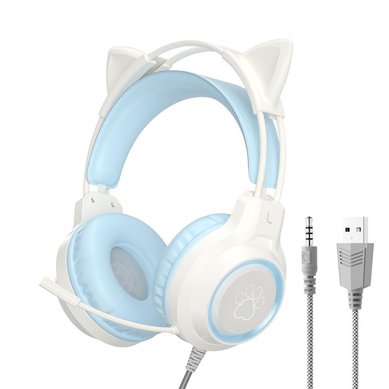 Rgb Cat Ear Gaming Headset - Pink