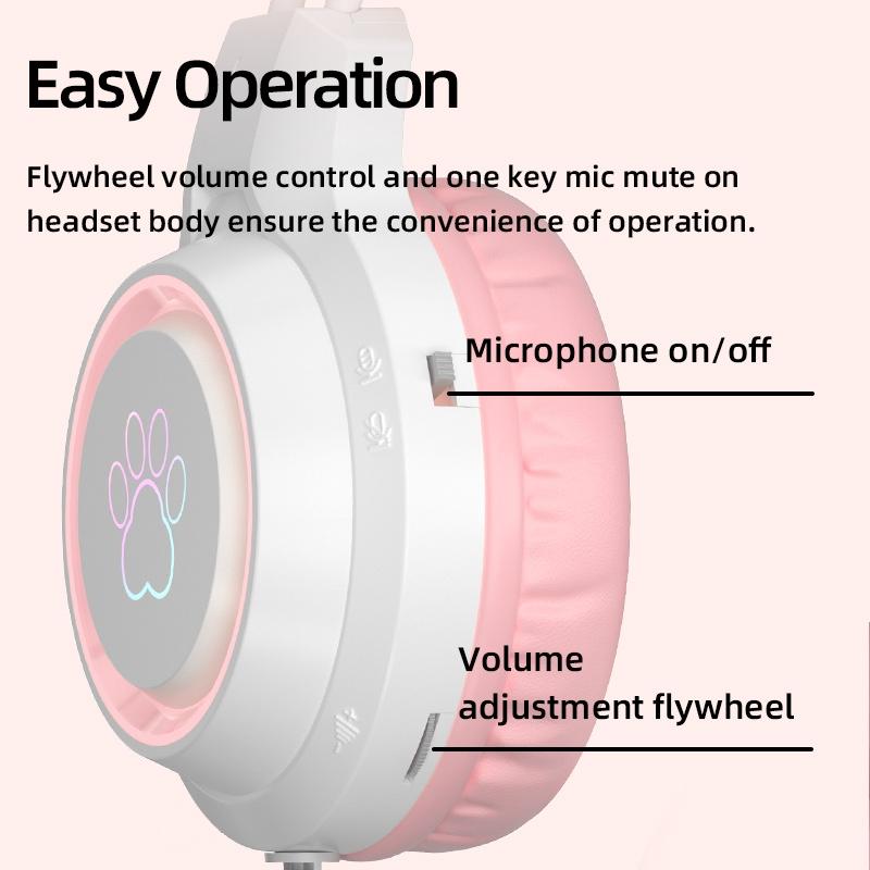 Rgb Cat Ear Gaming Headset - Pink