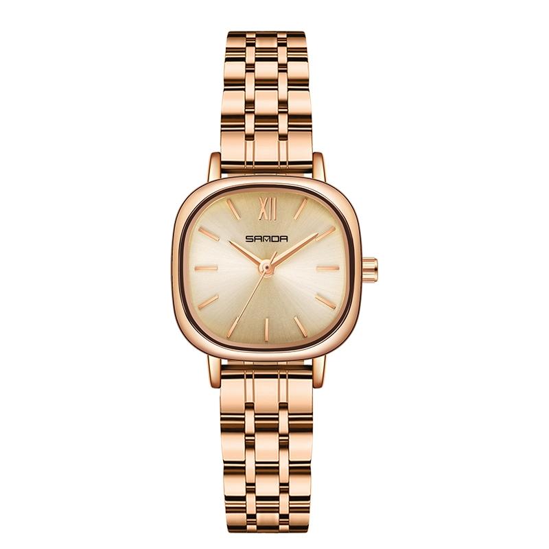 Women Oval Dial Quartz Watch with Simple Bar Scale - Belt Green