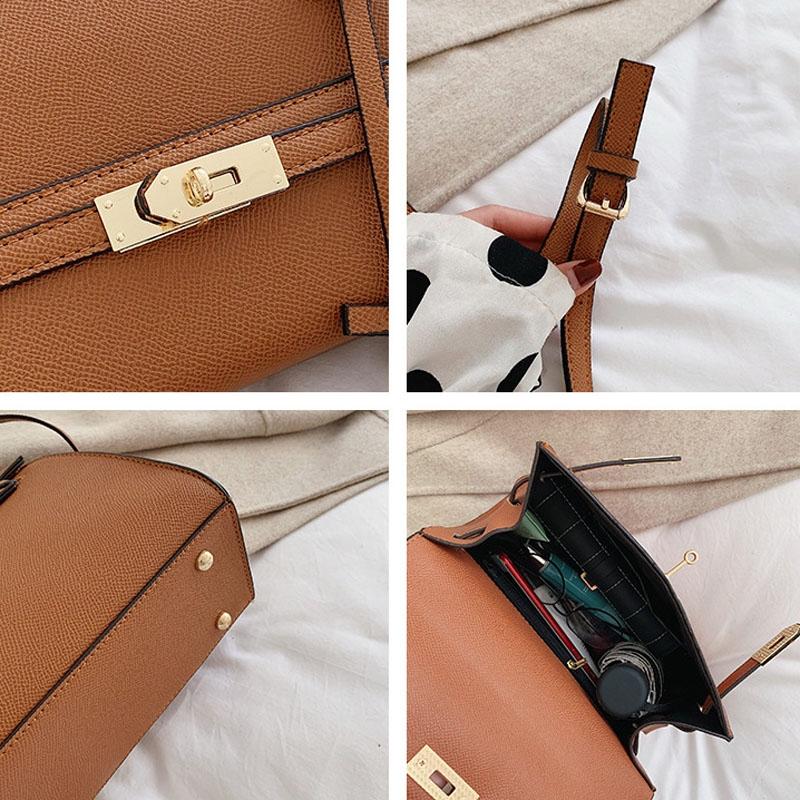 Stylish Winter Crossbody Bag for Women - Single Shoulder Kelly Design - Brown