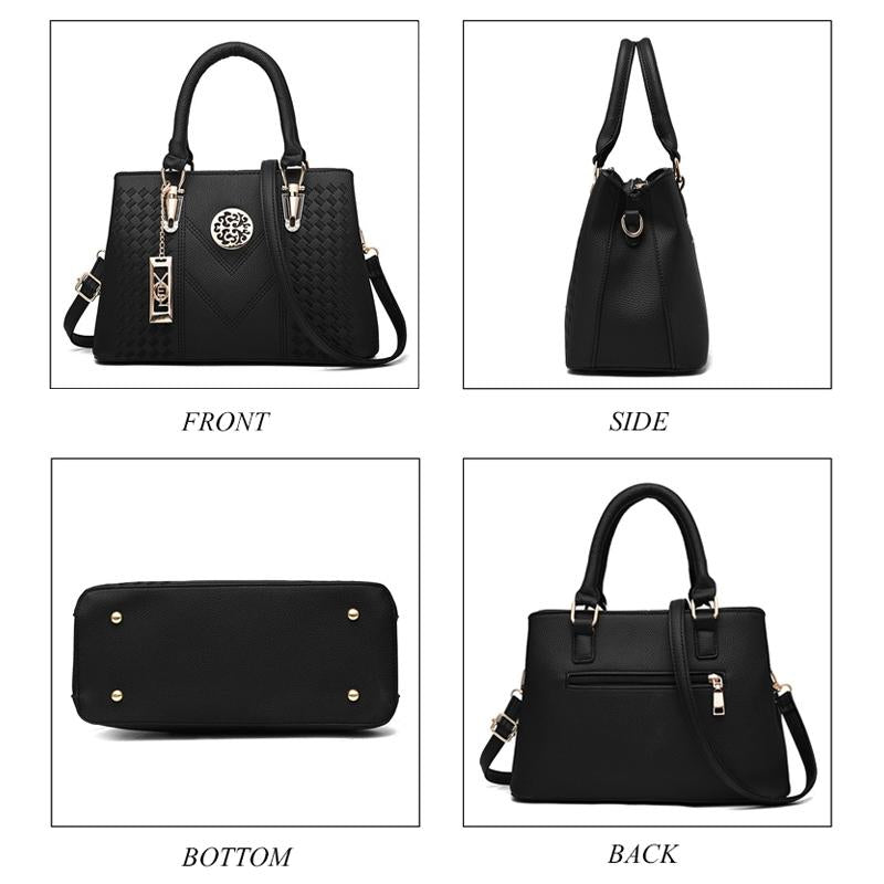 Women Leather Messenger Handbag - Stylish and Functional - Khaki