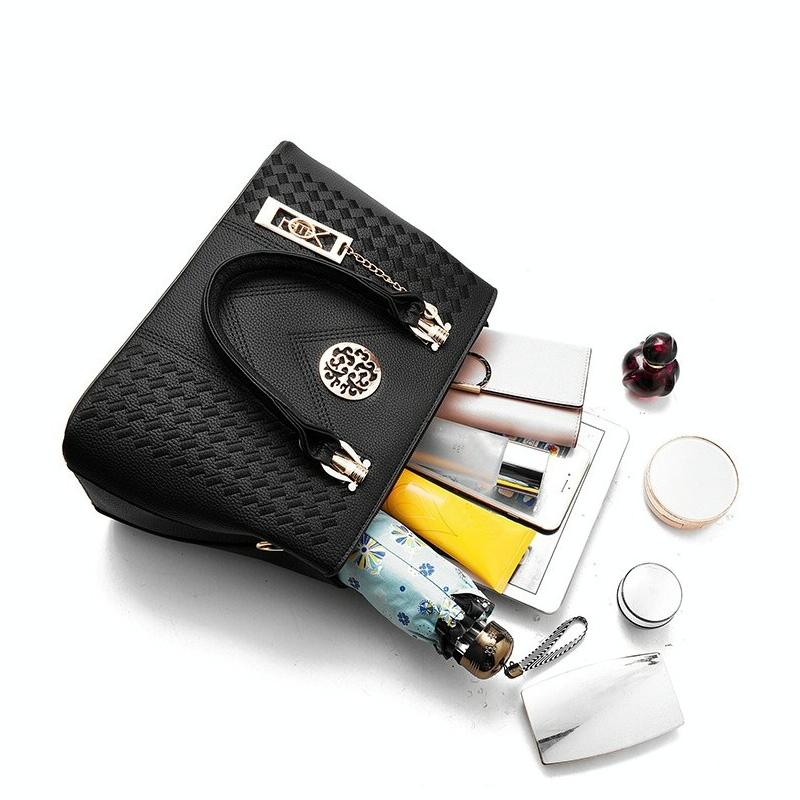 Women Leather Messenger Handbag - Stylish and Functional - Khaki
