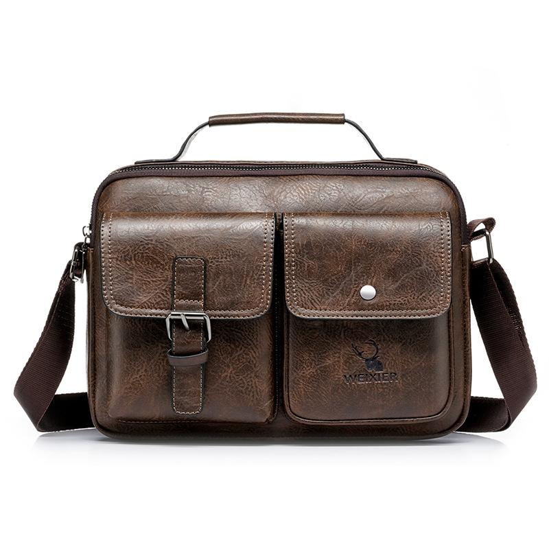 Retro Shoulder Bag For Men Large Capacity - Dark Brown