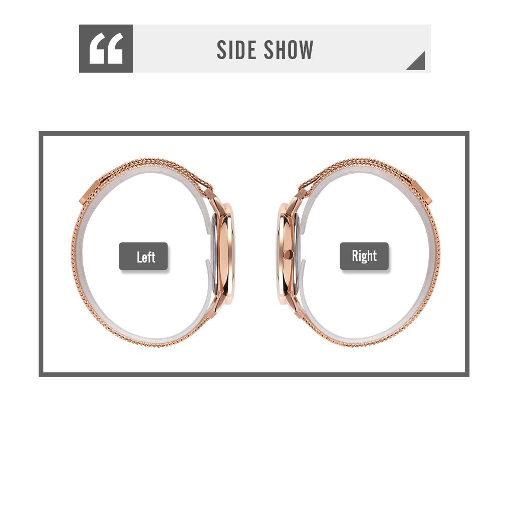 Women Metal Mesh Quartz Watch with Non-scale Dial - Rose Gold Black Surface