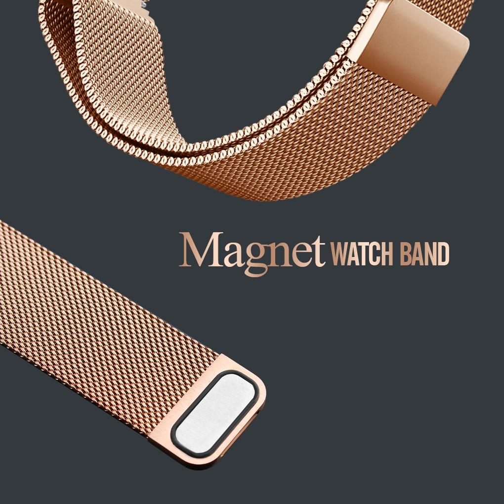 Women Metal Mesh Quartz Watch with Non-scale Dial - Rose Gold Black Surface