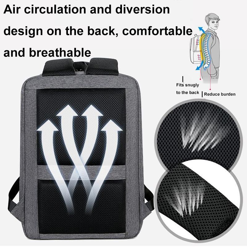 Waterproof Business Laptop Backpack with Usb Port - Multifunctional - Dark Gray - 15 Inch
