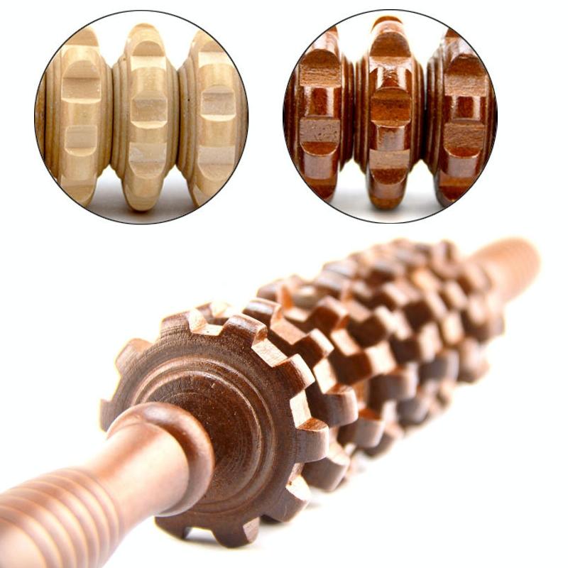 Wooden Abdominal & Leg Roller Massager - 358 Massage Wheel