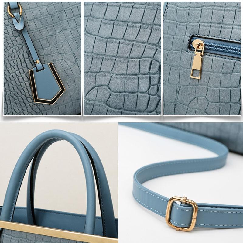 Patchwork Stone Pattern Handbag - Shoulder / Crossbody - Khaki