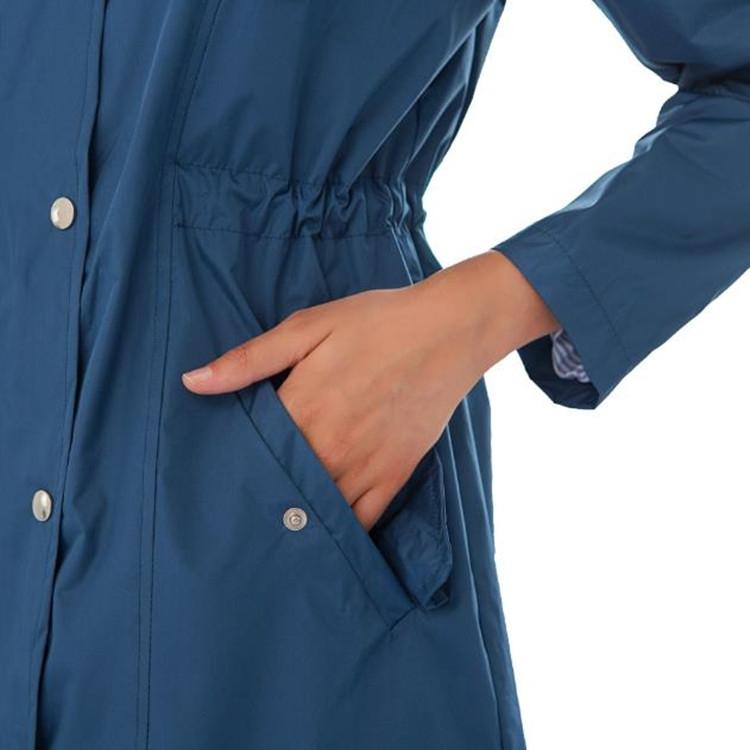 Casual Women Waterproof Waist Hooded Long Coat - Size S - Sky Blue