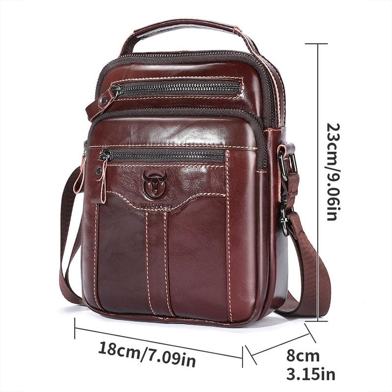 Large Capacity Retro Cowhide Crossbody Bag - Coffee