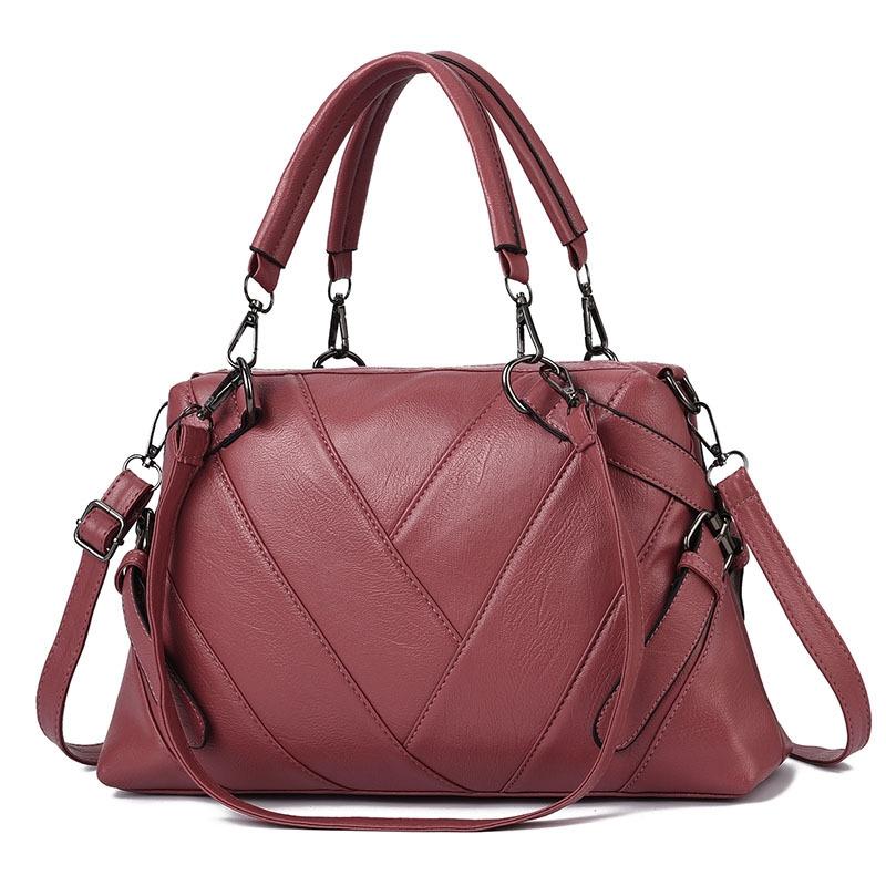 Soft Leather Geometric Handbag - Colourblock - Black