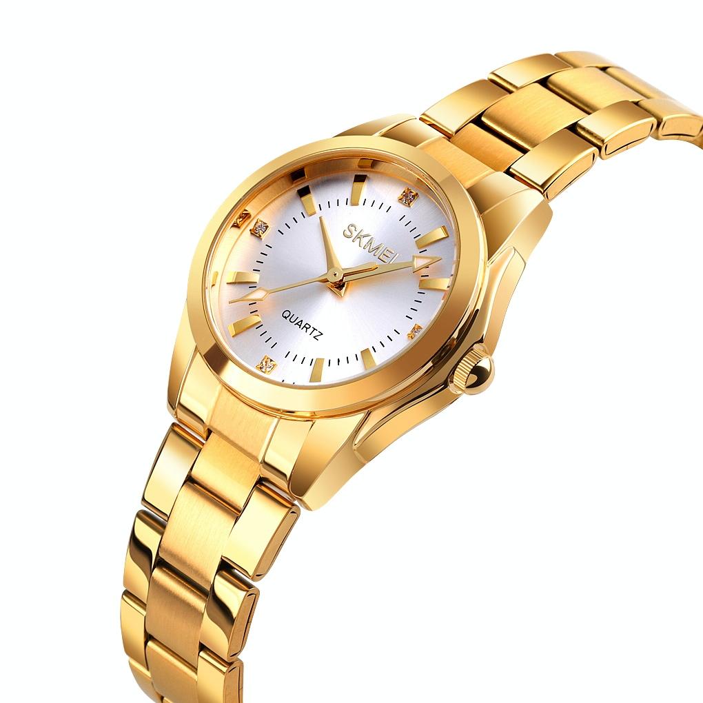 Waterproof Quartz Women Watch with Rhinestone Steel Strap - Delicate and Creative - Black