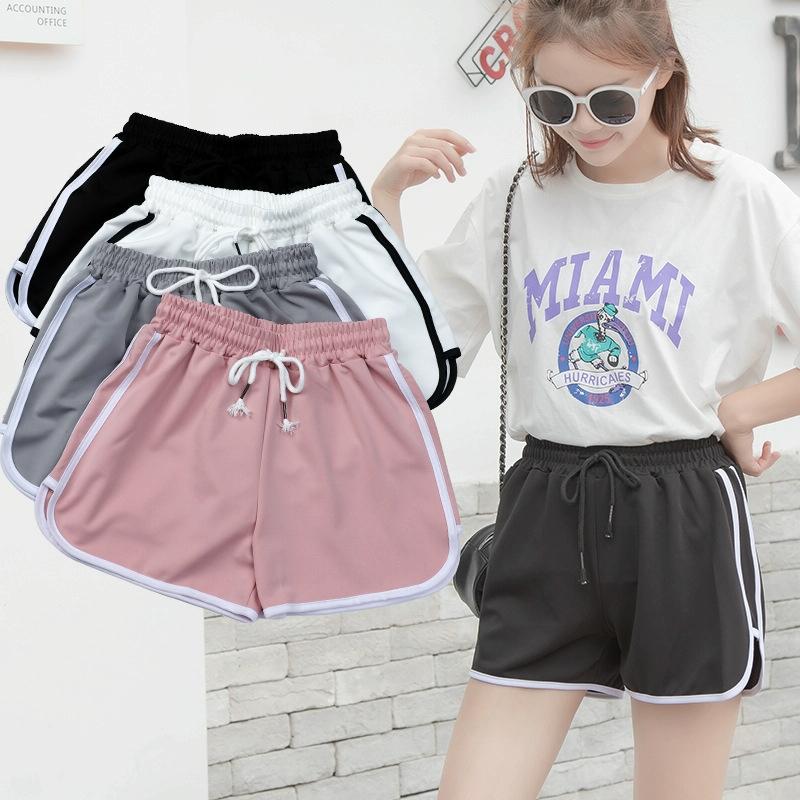 High Waist Straight Yoga Shorts Women Casual Loose Outerwear - Light Pink - S