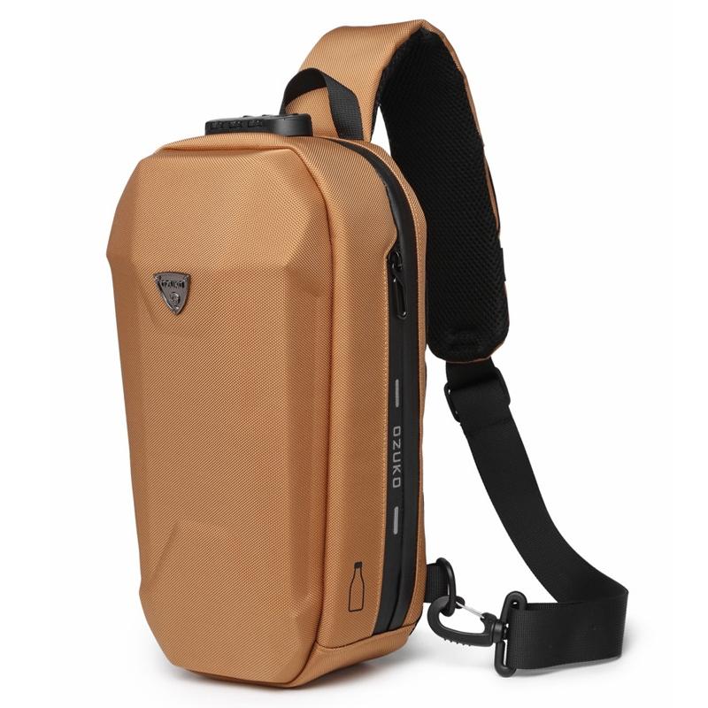 Waterproof Men Chest Bag Usb Charging Port Anti Theft Oxford Cloth Messenger Bag - Dark Grey