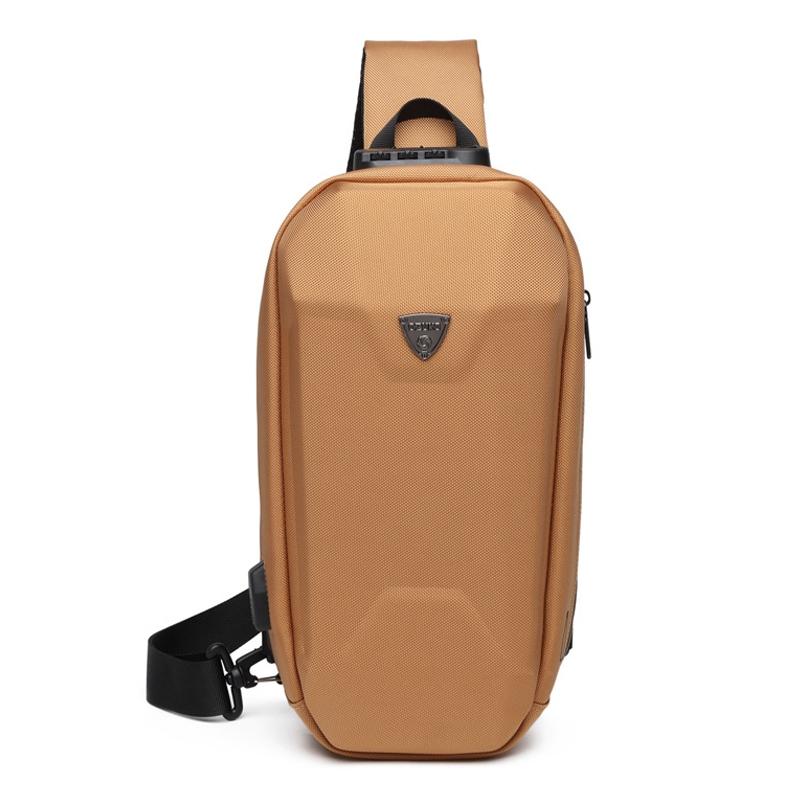 Waterproof Men Chest Bag Usb Charging Port Anti Theft Oxford Cloth Messenger Bag - Dark Grey