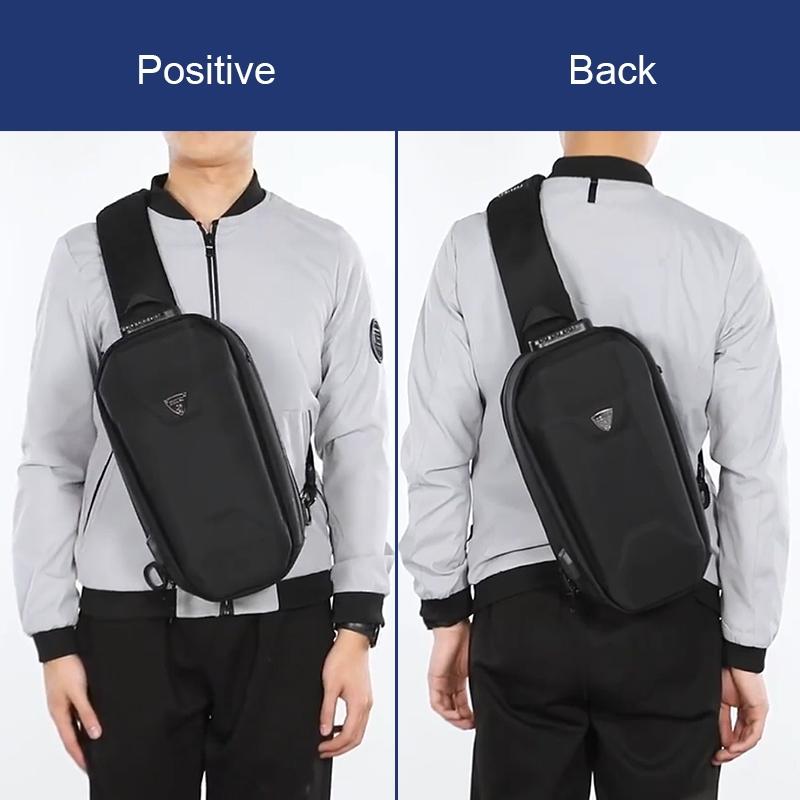 Waterproof Men Chest Bag Usb Charging Port Anti Theft Oxford Cloth Messenger Bag - Dark Grey