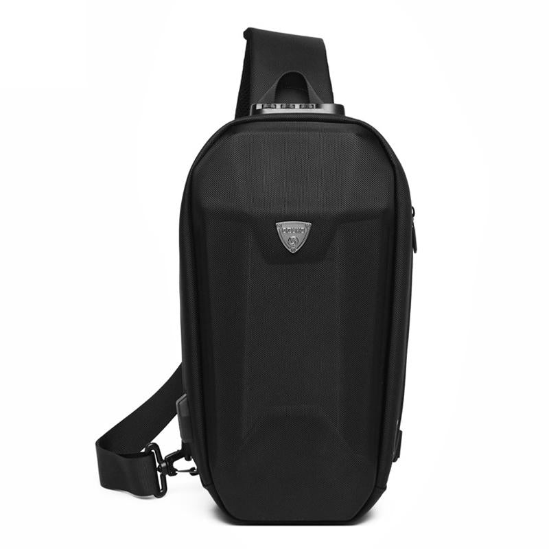 Waterproof Men Chest Bag Usb Charging Port Anti Theft Oxford Cloth Messenger Bag - Dark Grey