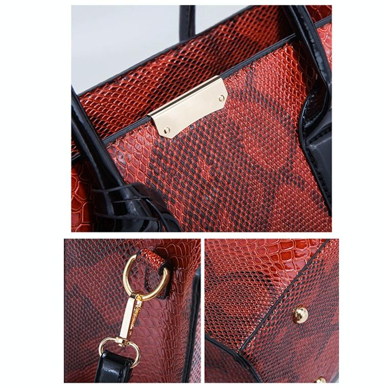 Stylish 3-in-1 Snakeskin Diagonal Handbag - Fashionable and Versatile - Brown