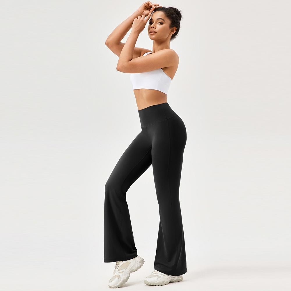 High Waisted Elastic Yoga Flared Pants Size L - Blue Gray - M