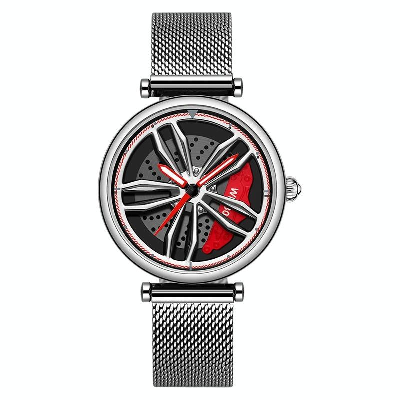 Women Quartz Watch with 3d Hollow out Wheel Design - Rose Gold