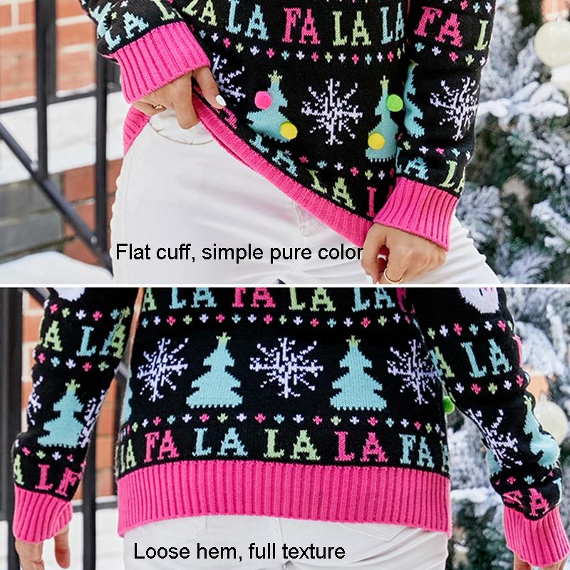 Casual Christmas Snowman Pullover Sweater Women Cartoon Knitwear - Elk - Xl