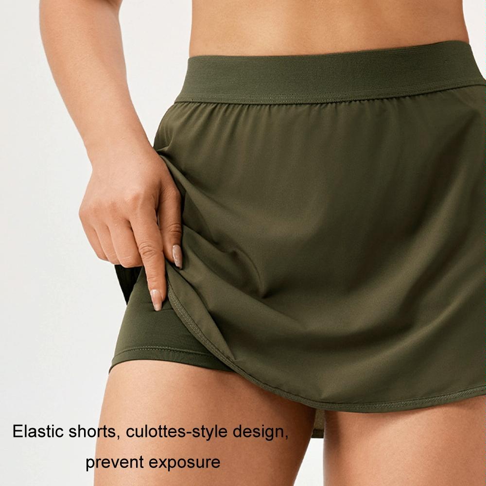 Quick Drying Women Yoga Skirt Pants Breathable & Fake Two Piece Size L - Green - Xl