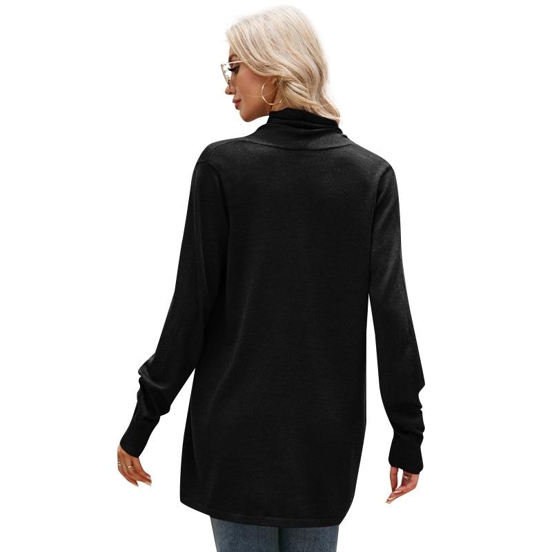 Women Mid-Length Sweater Jacket Temperament Loose Knitted Cardigan - Wine Red - Xl