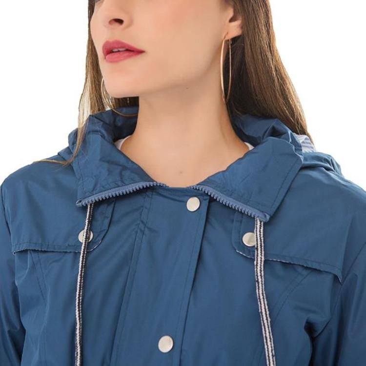 Casual Women Waterproof Waist Hooded Long Coat - Size XL - Sky Blue