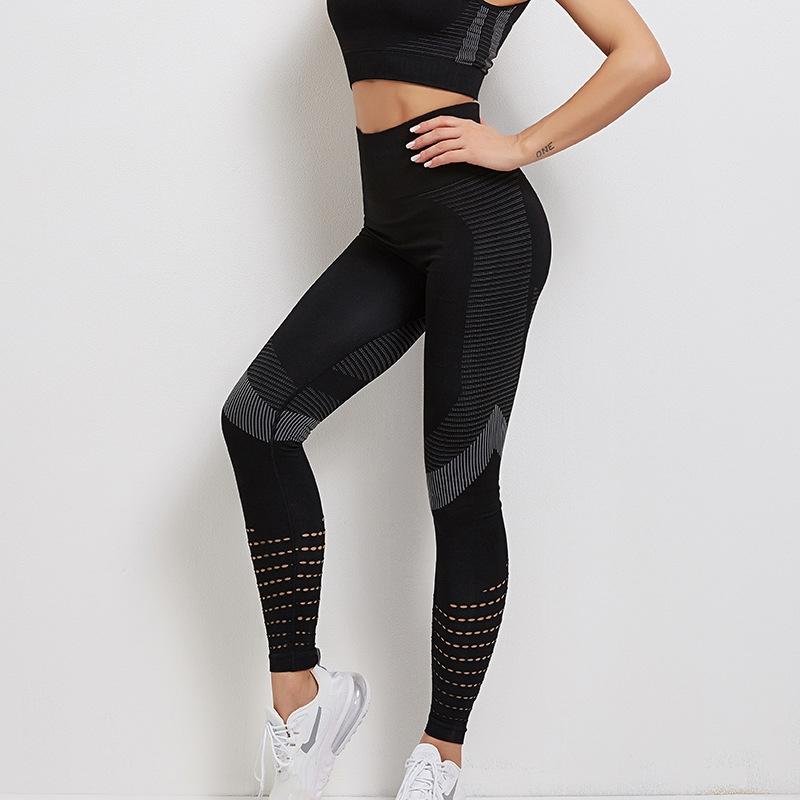 Yoga Fitness Set Women Sports Bra & Leggings Size L - Black - Xl