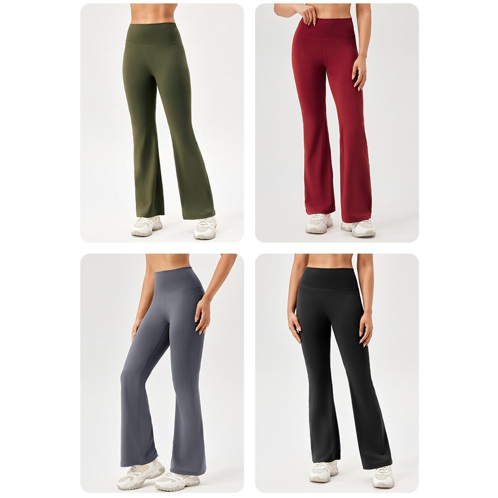 High Waisted Elastic Yoga Flared Pants Size L - Blue Gray - Xxl