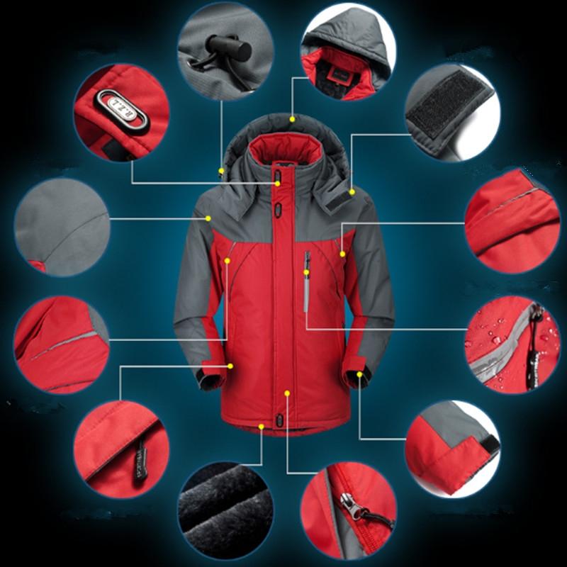 Men Winter Thick Fleece Waterproof Outwear Down Jackets Coats - Size Xxxxxl Blue