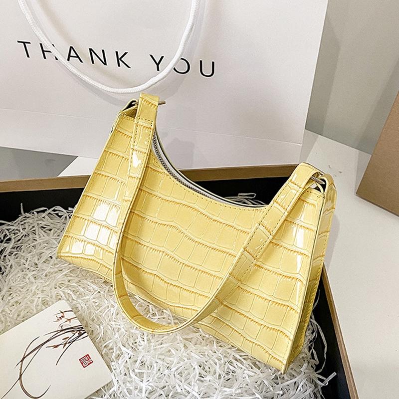 Small Square Stone Pattern Shoulder Bag for Women - Black