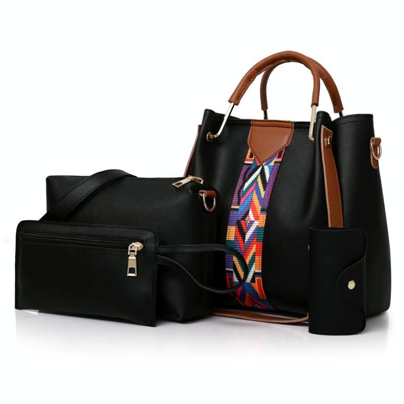 Versatile 4-in-1 Messenger Bag for Women - Fashionable & Spacious - Black