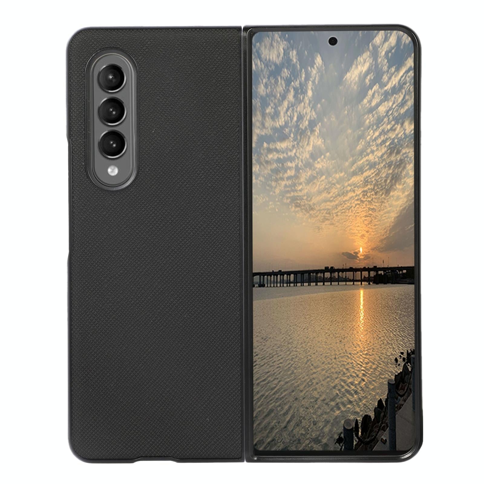 For Samsung Galaxy Z Fold4 5G Fold 4 Cross Texture Pu Leather Case - Green