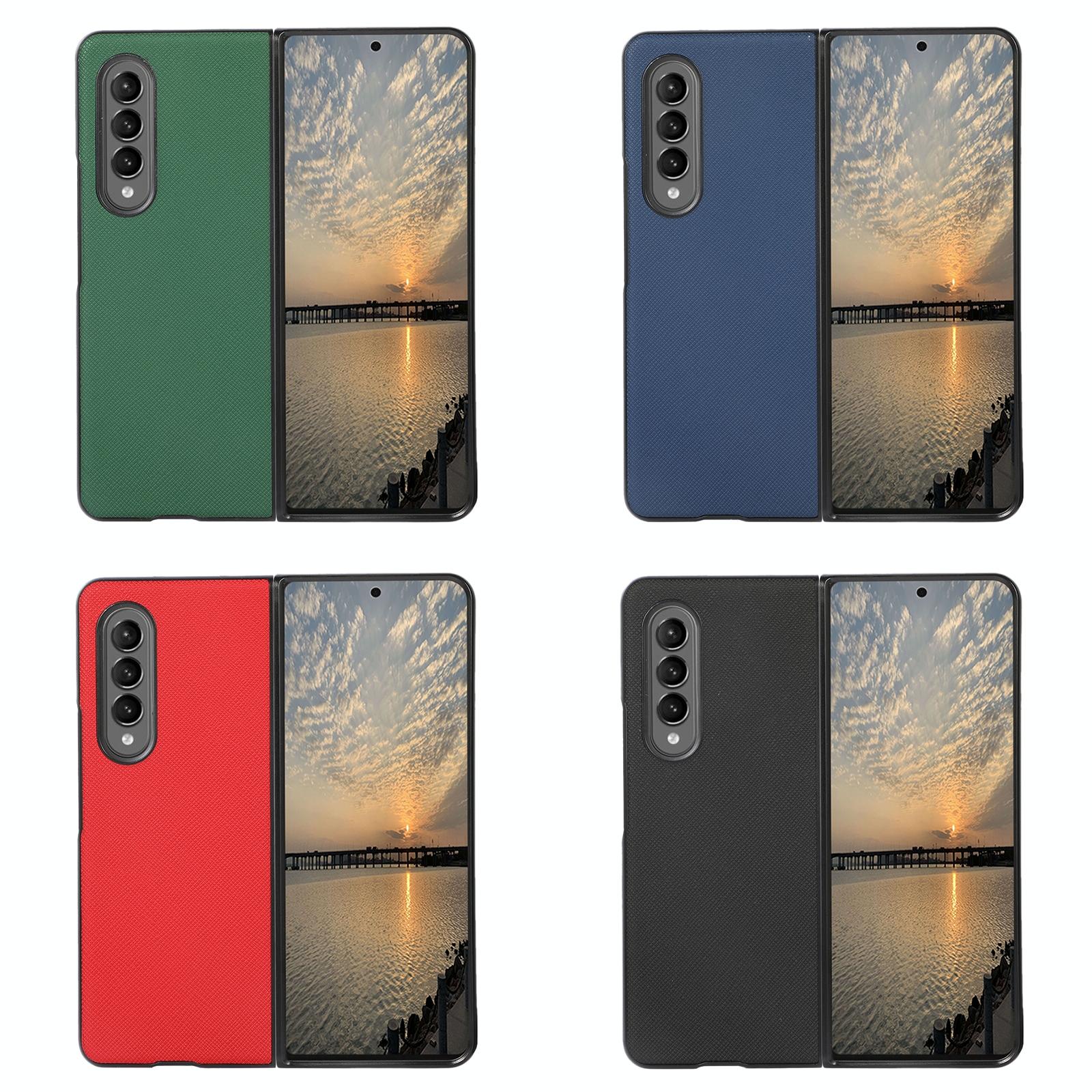 For Samsung Galaxy Z Fold4 5G Fold 4 Cross Texture Pu Leather Case - Green