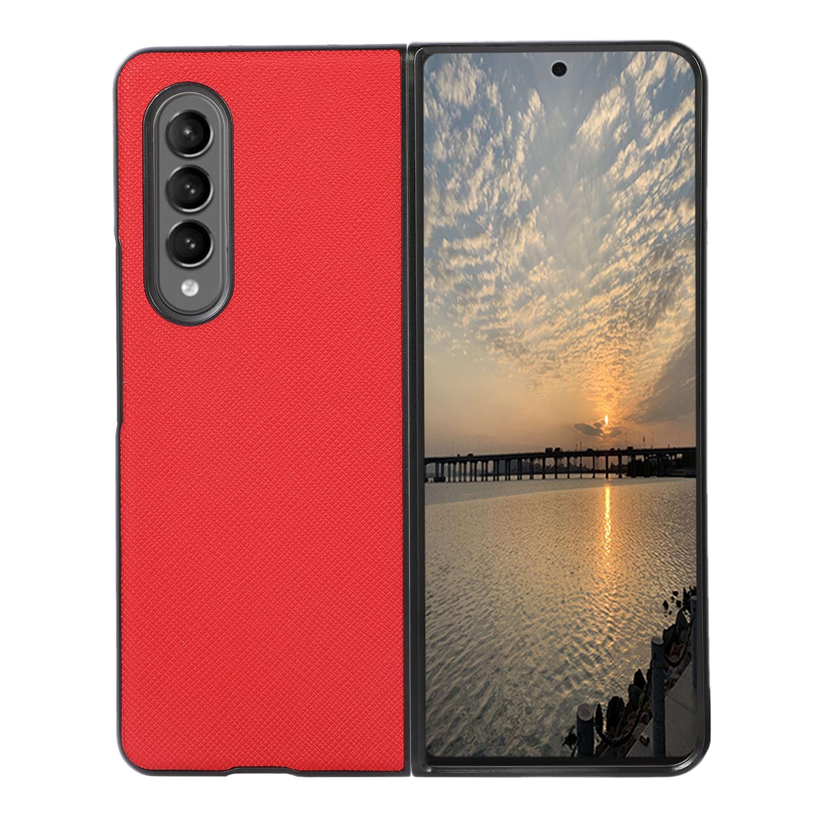 For Samsung Galaxy Z Fold4 5G Fold 4 Cross Texture Pu Leather Case - Green