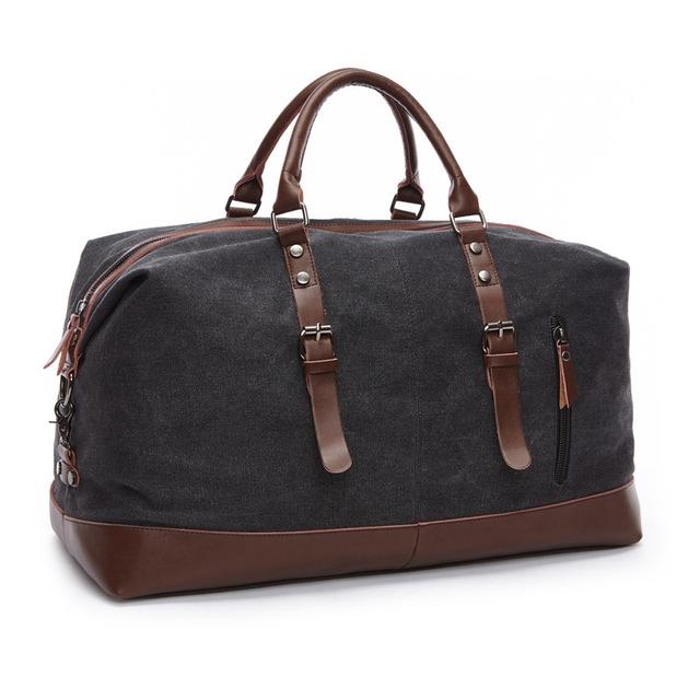 Men Leather Duffel Bag for Carry-on Travel - Coffee