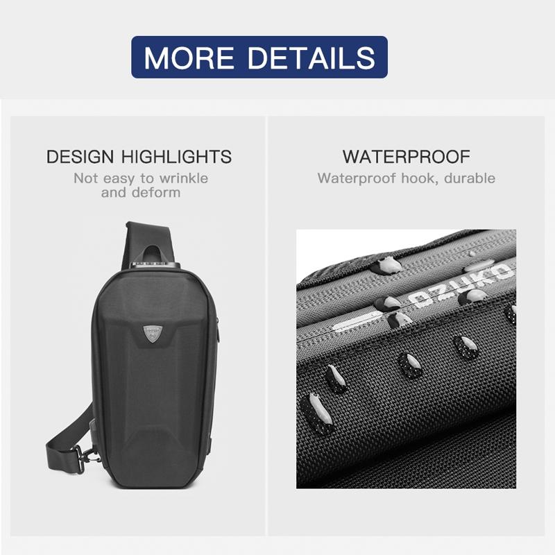 Waterproof Men Chest Bag Usb Charging Port Anti Theft Oxford Cloth Messenger Bag - Brown