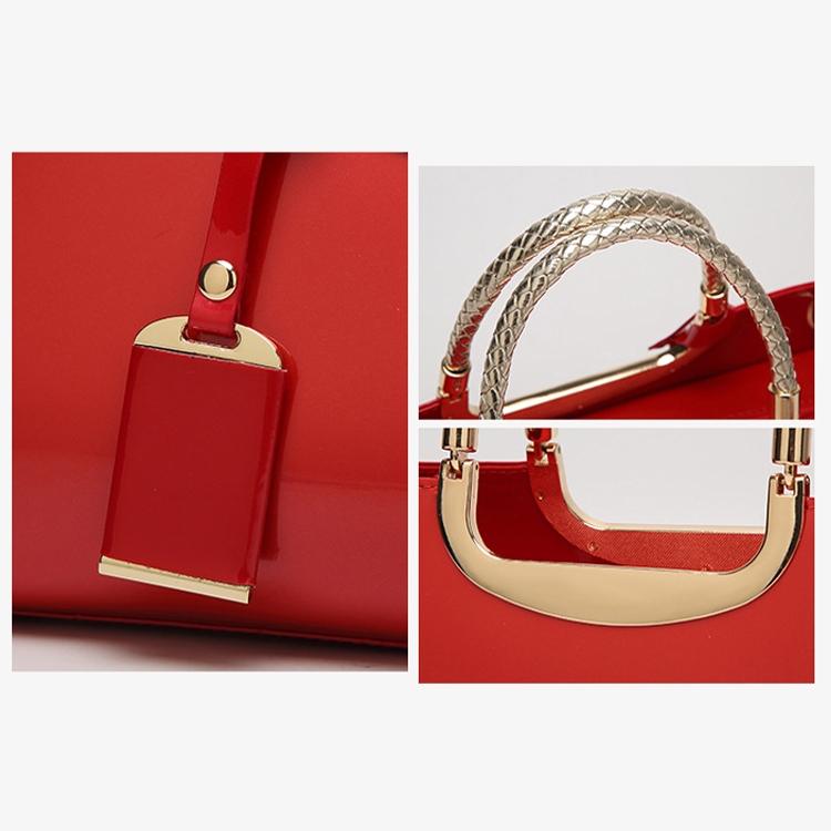 Patent Leather Shoulder Bag for Women - Glue Closure - Blue