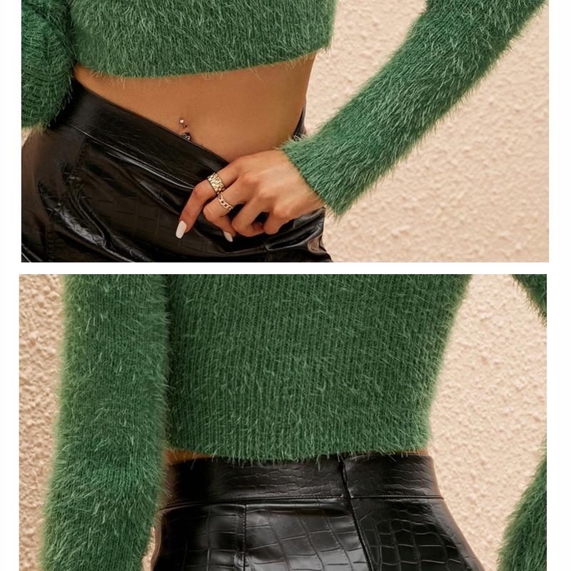 V-Neck Mohair Sweater Temperament Short Paragraph Tops - Purple - L