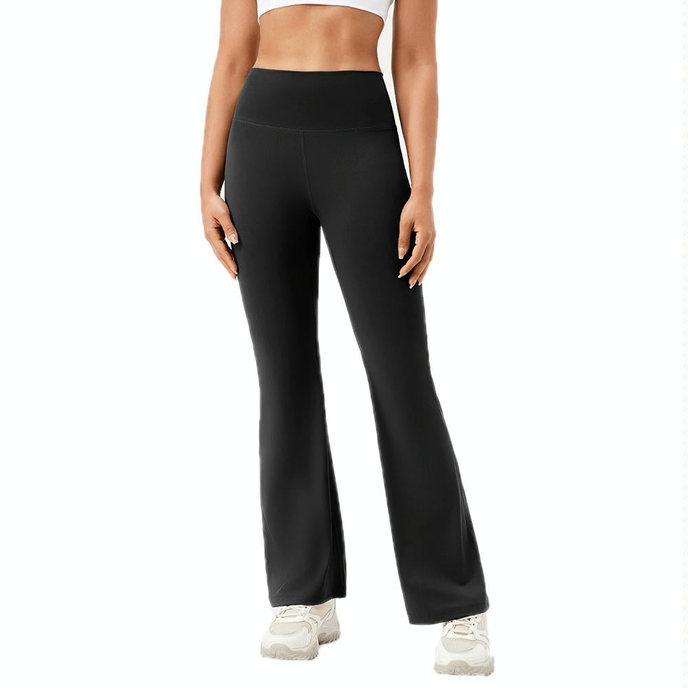High Waisted Elastic Yoga Flared Pants Size L - Wine Red - Xl
