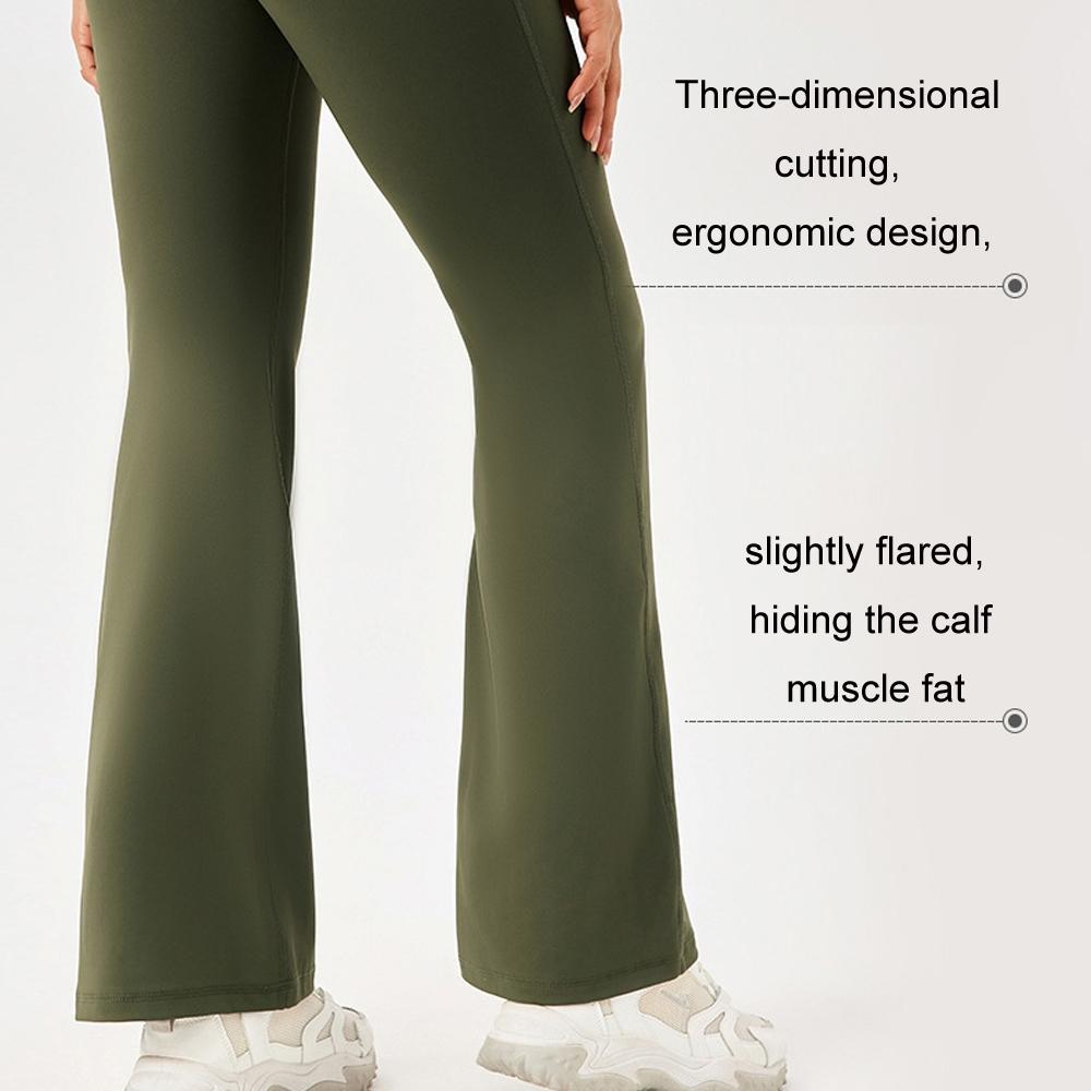 High Waisted Elastic Yoga Flared Pants Size L - Wine Red - Xxl