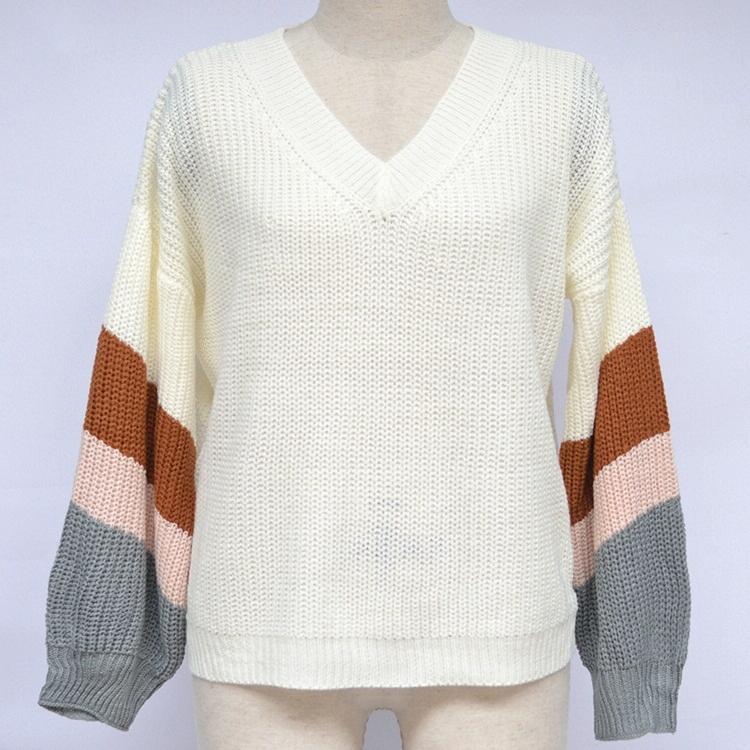 Fashion Casual V-Neck Sweater - White Xl