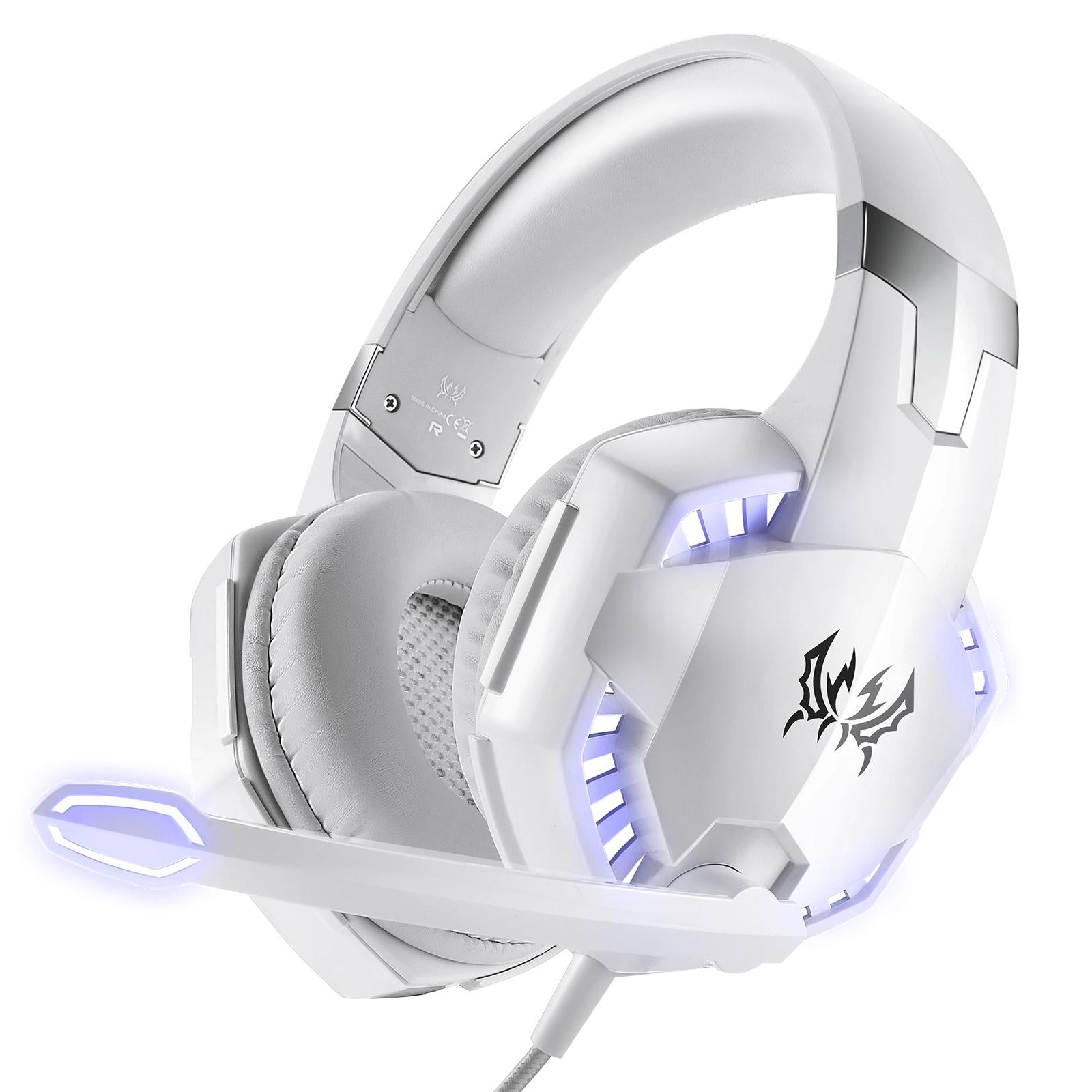 Over-Ear Gaming Headset With Mic Led Light And Stereo Bass For Pc Gamer - Orange + Black