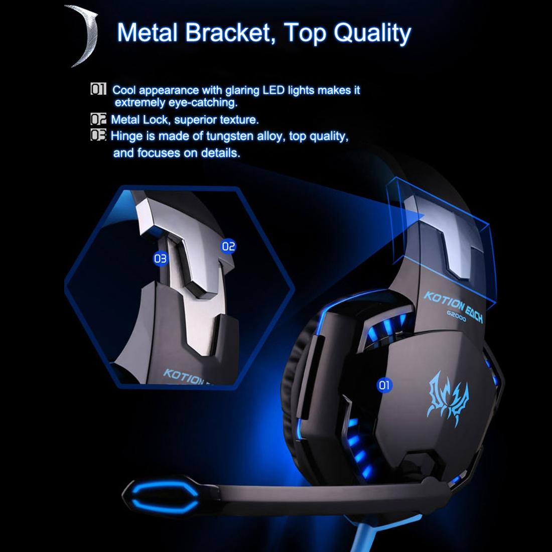 Over-Ear Gaming Headset With Mic Led Light And Stereo Bass For Pc Gamer - Orange + Black